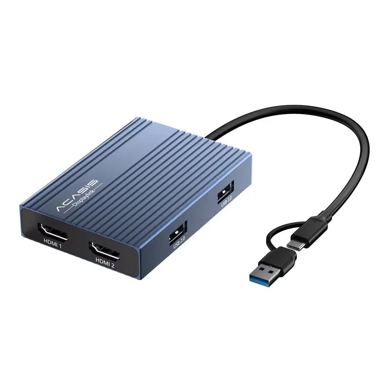 Acasis 6-in-1 USB-C Docking Station with DisplayLink, Support Dual 4K@60Hz, 100W PD Charging for MacBook Pro/Air