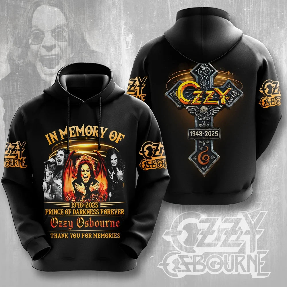 Felpa con cappuccio con stampa 3D del gruppo rock Ozzy Osbourne, uomo e donna, alla moda, oversize, abbigliamento per adulti, cappotto per fan, felpa con cappuccio da uomo Y2k