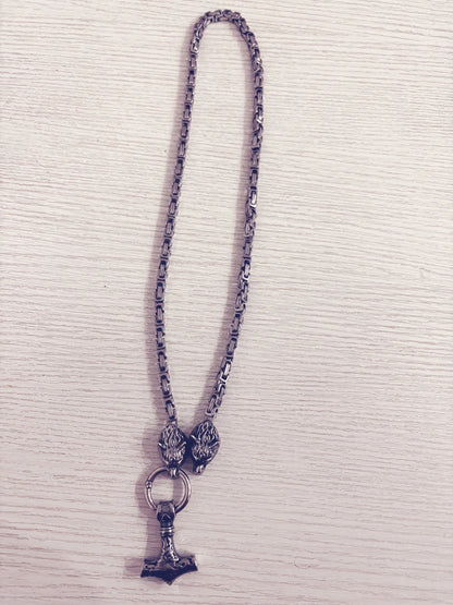 Ciondolo a forma di testa di lupo in acciaio inossidabile, collana da uomo nordica celtica con lupo, accessori runici vichinghi scandinavi, gioielli amuleto norreno