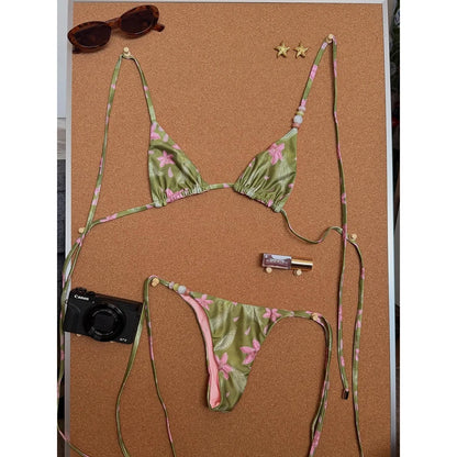 Micro Bikinis 2025 Push Up Swimsuit For Women Sexy Swimwear Brazilian Bikini Set Floral Print Biquini Swimsuit Summer Beachwear