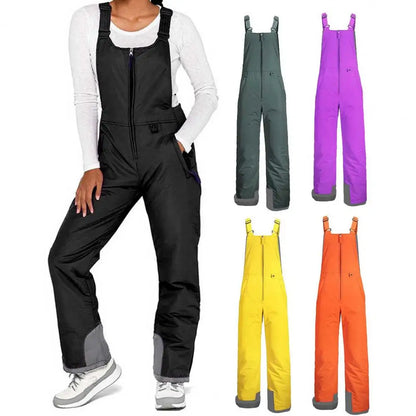 Insulated Ski Pants Unisex Jumpsuit Waterproof Ski Bib Overalls with Zip-up Front Closure Windproof Winter Snowboarding Pants