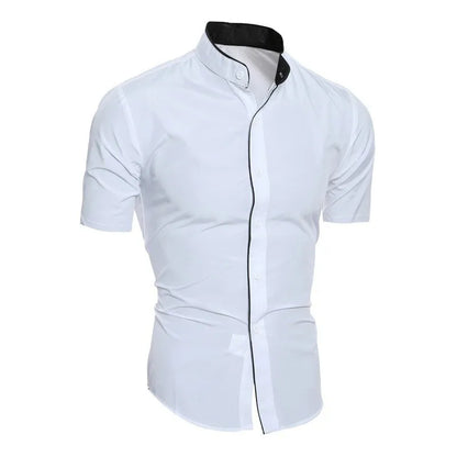 Nuova camicia casual a maniche corte da uomo, tinta unita, per il pendolarismo
