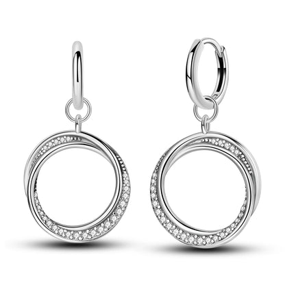 Orecchini a cerchio originali in argento 925 con stella, luna, trifoglio e farfalla con zirconi, perfetti per la creazione di gioielli e come regali di nozze per donne e ragazze.