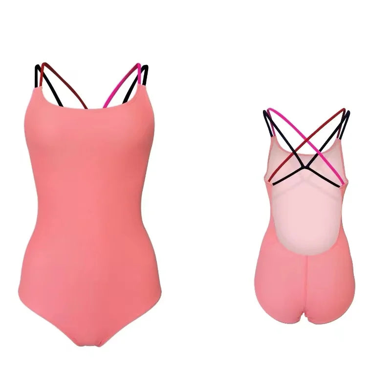 Amber Profional Cetitive One-Piece Swimsuit Women's Sport Training Suit High Elastici Polyester Spandex No Chest Pad