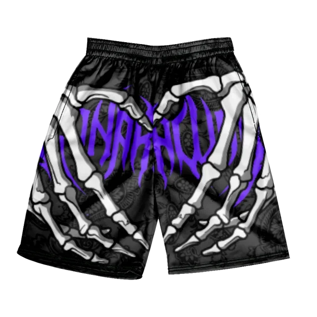 Pantaloncini da spiaggia classici estivi 2024 con teschio, nuovi modelli alla moda con stampa di mano scheletrica, pantaloncini da palestra per uomo e donna, ad asciugatura rapida, pantaloncini da ghiaccio.
