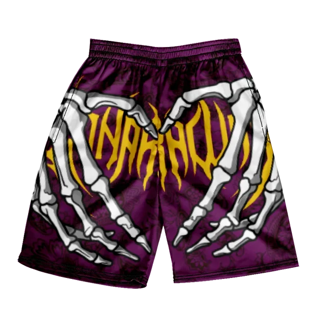 Pantaloncini da spiaggia classici estivi 2024 con teschio, nuovi modelli alla moda con stampa di mano scheletrica, pantaloncini da palestra per uomo e donna, ad asciugatura rapida, pantaloncini da ghiaccio.