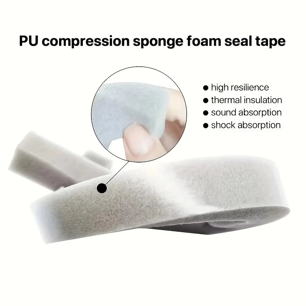 4M PU Sponge Foam Seal Strip Tape Adhesive Anti Collision Soundproof Weather Stripping for Doors Windows Furniture Protection