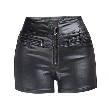 Pantaloncini casual in pelle da donna, vendita all'ingrosso primavera/autunno 2025, nuovi pantaloncini casual da donna a tinta unita D66-455