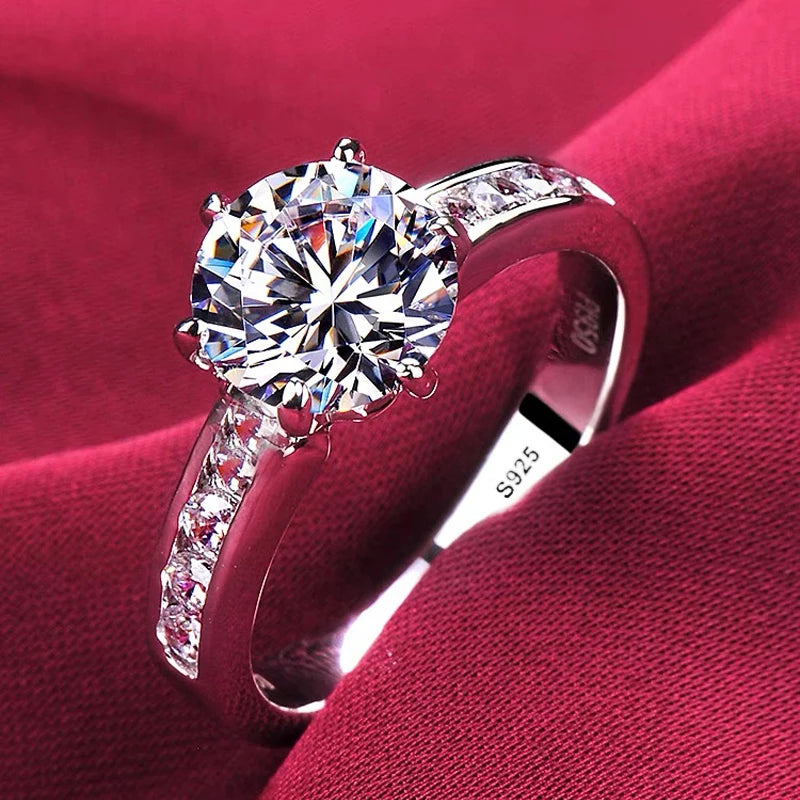 Anelli di lusso YHAMNI in oro bianco 18 carati, anello in argento massiccio 925 al 100%, fede nuziale con zirconi e diamanti di alta qualità per donna, regalo di gioielleria.