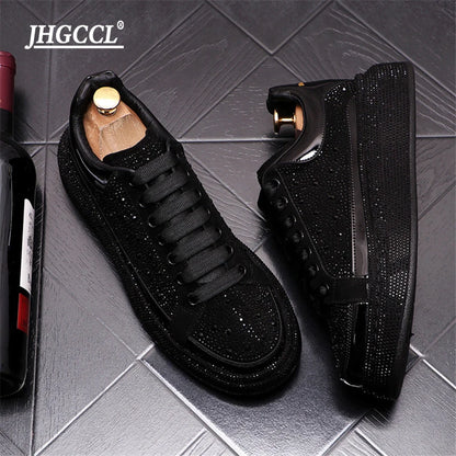 Sneakers di lusso con strass per uomo, scarpe casual con plateau stile punk hip hop, scarpe da ginnastica chaussure homme luxe marque A6