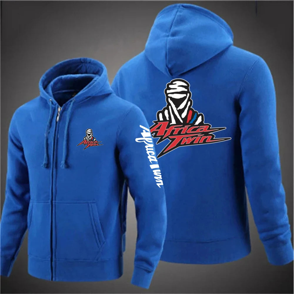 2025 Giappone Moto Africa Twin Crf 1000L Uomo Tinta unita Cerniera Manica lunga Felpa casual alla moda Pullover Hoodie