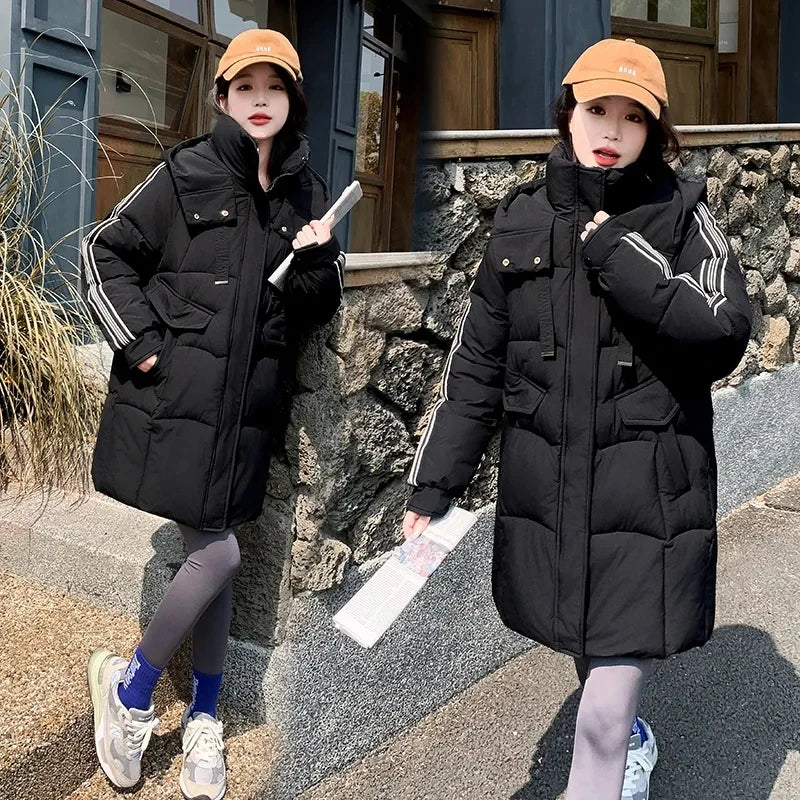 Down Cotton Jacket 2024 New Korean Version Loose Student Ladies Winter Parka Coat Elegant Temperament Cotton Padded Lady Coat