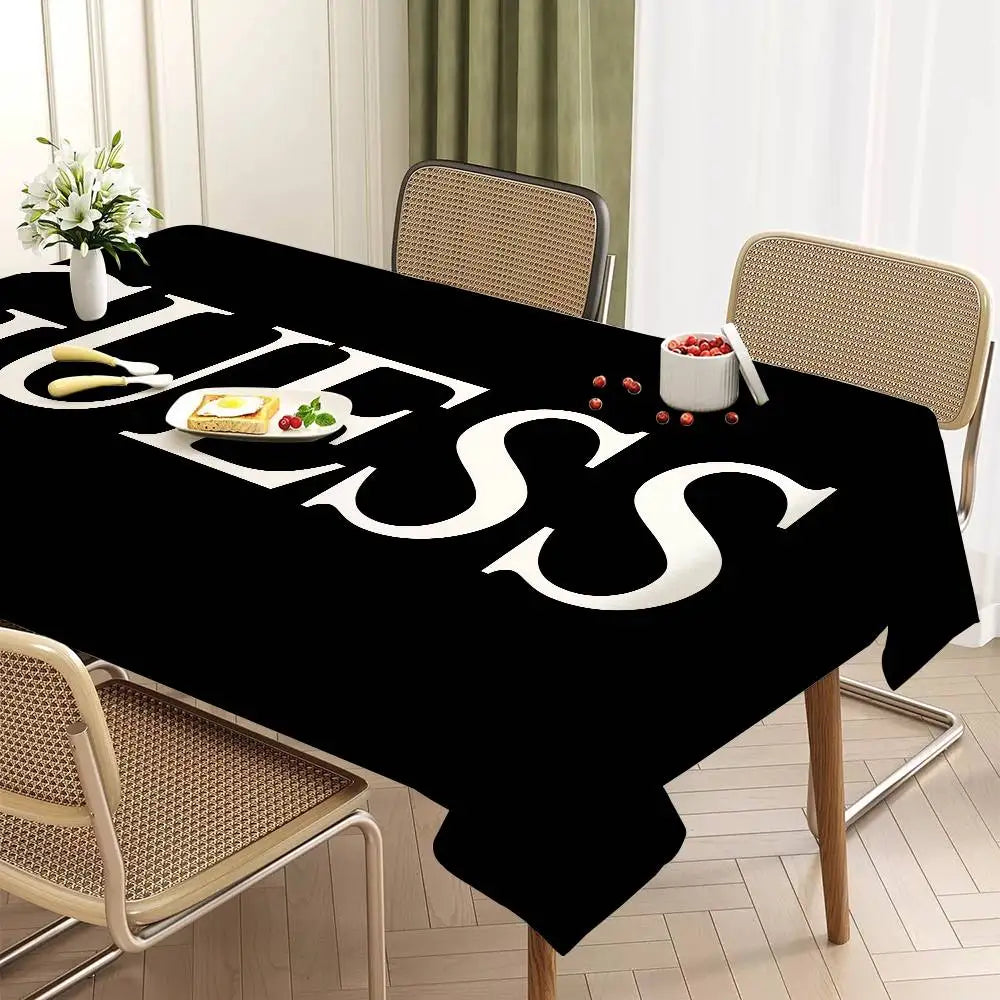Tovaglia rettangolare con logo G-Guess-s-y, tovaglia in tela cerata, decorazione impermeabile per caminetto e tavolo da pranzo.
