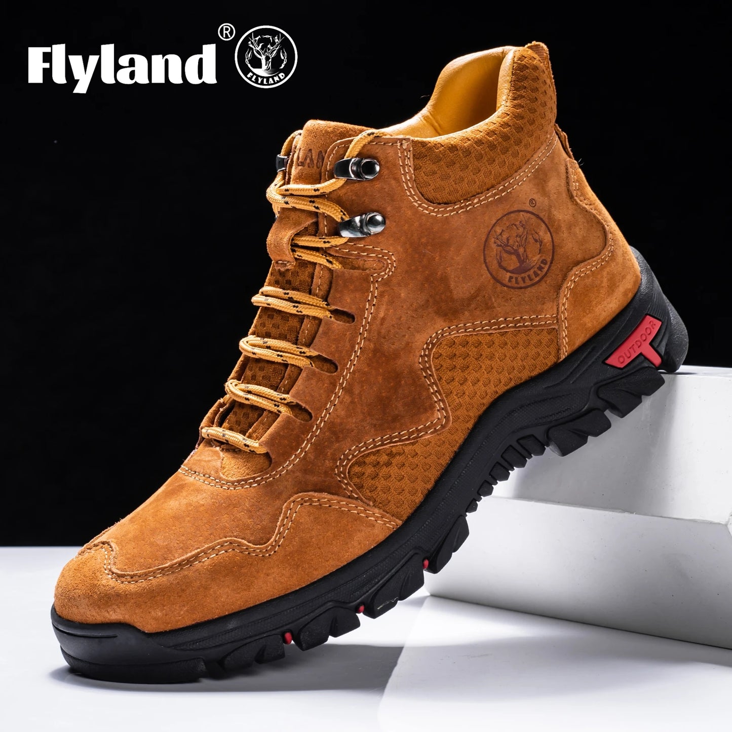 Stivaletti da uomo FLYLAND, scarpe casual in pelle, stile vintage, cuciture a mano, scarpe morbide, fatte a mano per il lavoro.