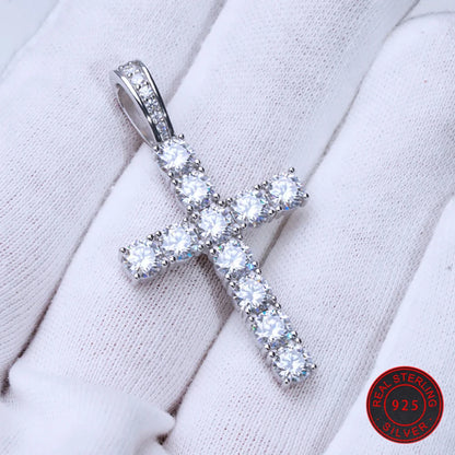 ESKEEM Gioielli Hip Hop Ciondolo a croce in argento sterling 925 con diamanti CZ Collana a croce personalizzata e di tendenza con zirconi cubici 5A