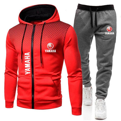 The popular Yamaha logo two-piece men's sportswear for 2025, running clothes, sportswear, hooded sweatshirt, zipper sweatshirt,