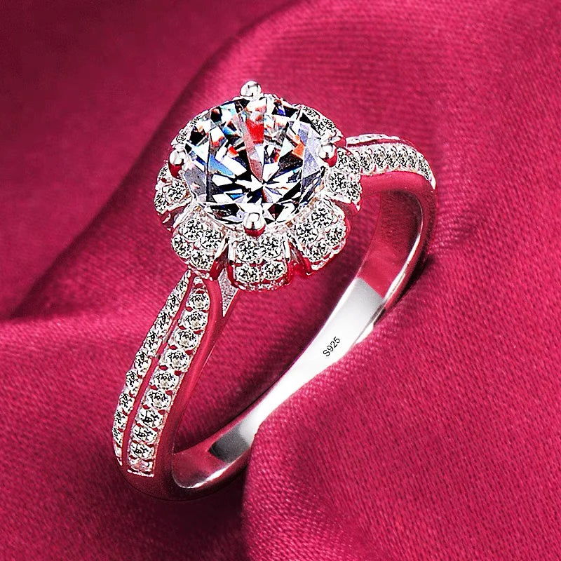 Anelli di lusso YHAMNI in oro bianco 18 carati, anello in argento massiccio 925 al 100%, fede nuziale con zirconi e diamanti di alta qualità per donna, regalo di gioielleria.