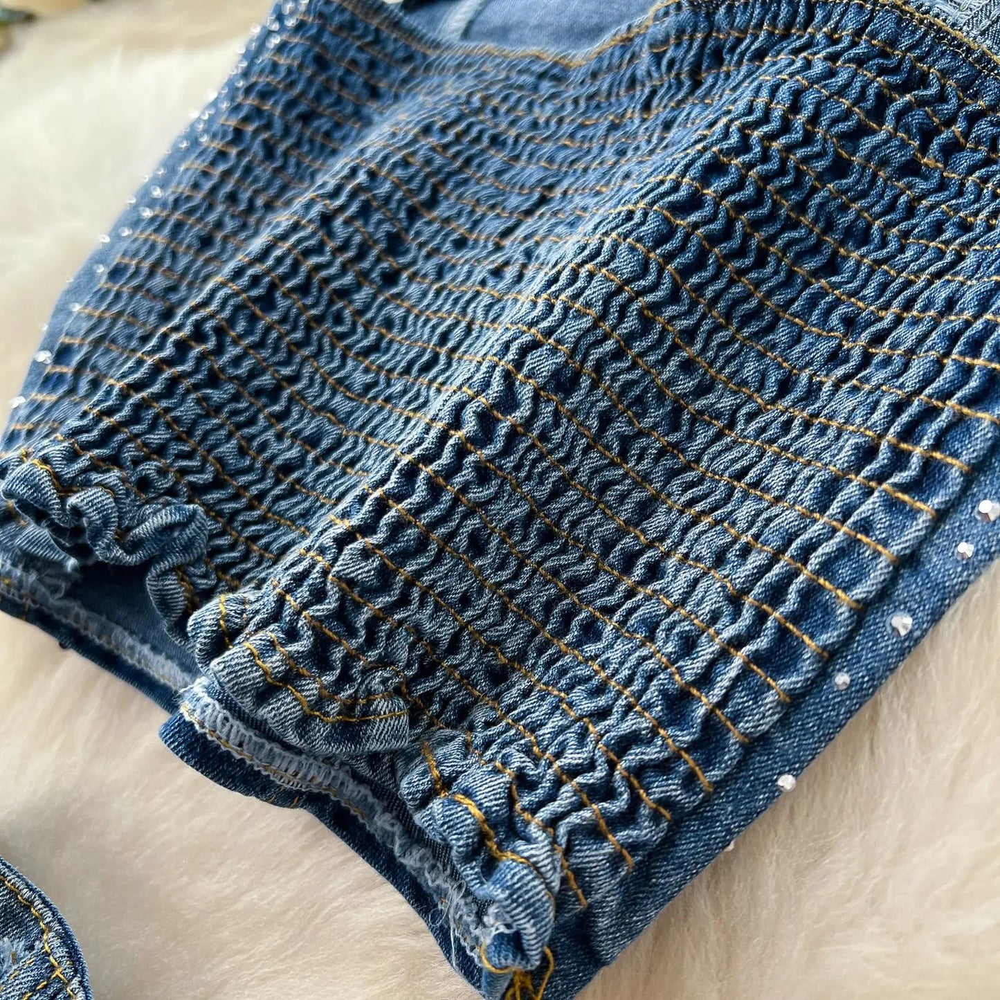 Pant Set Women Denim Two Piece Sets Sexy Matching Sets Sleeveless Short Y2k Tops Long Flare Pants High Waist Slim Hot Diamond