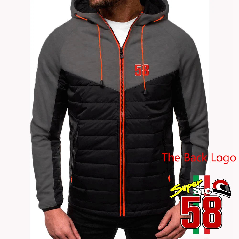 Felpe alla moda di tendenza 2025 Primavera e Autunno Giacca da uomo di design popolare Marco Simoncelli Super Sic 58 Logo Print Coat