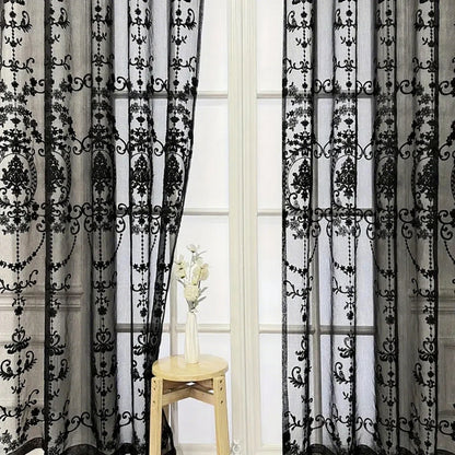 1pc Lace Floral Transparent Curtain, Elegant Home Decor Highlight, Perfect for Living Room & Bedroom, Adds Charm to Windows