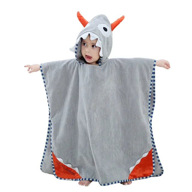Asciugamano da bagno per neonati con cappuccio a forma di dinosauro dei cartoni animati MICHLEY, asciugamano da spiaggia in cotone, accappatoio morbido per neonati, unisex per bambini e bambine.