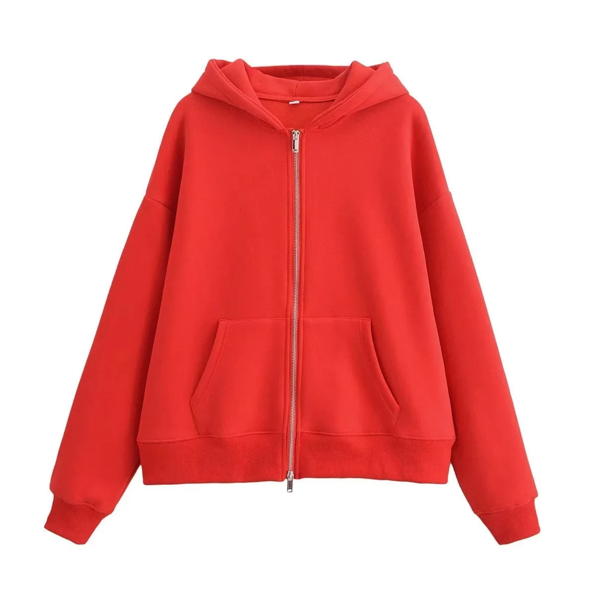 Hooded Fleece Zipper Sweatshirt Jacket And Straight Leg Pants Set Women's Clothing Cozy Cotton Blend Imported from China