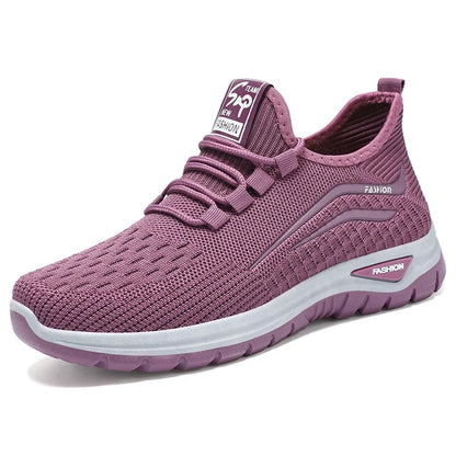 Scarpe casual da donna autunnali traspiranti da passeggio in mesh con lacci, scarpe basse da ginnastica da donna, Tenis Feminino Pink Zapatillas De Mujer