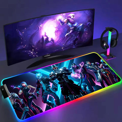 Tappetino per mouse RGB XXL F-Fortnite-E Tappetino per scrivania a LED Accessori per PC Gaming Tappetino per mouse grande Tappetino per tastiera da gaming per computer Tappetino per scrivania da gaming