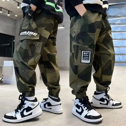 Nuovi pantaloni per bambini primavera autunno, abbigliamento per bambini, pantaloni mimetici per bambini, pantaloni lunghi in cotone per bambini, pantaloni militari per bambini
