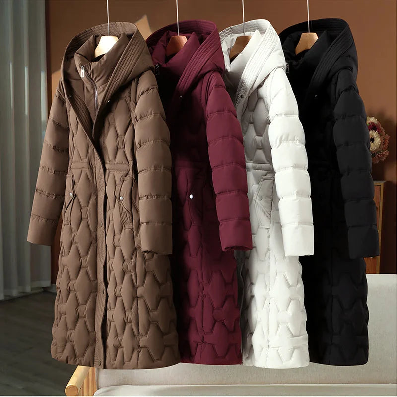 2025 Fashion Winter Long Parkas Women's Down Cotton-padded Jacket Detachable-sleeve Coats Thicken Warm Overcoat Hooded Outerwear