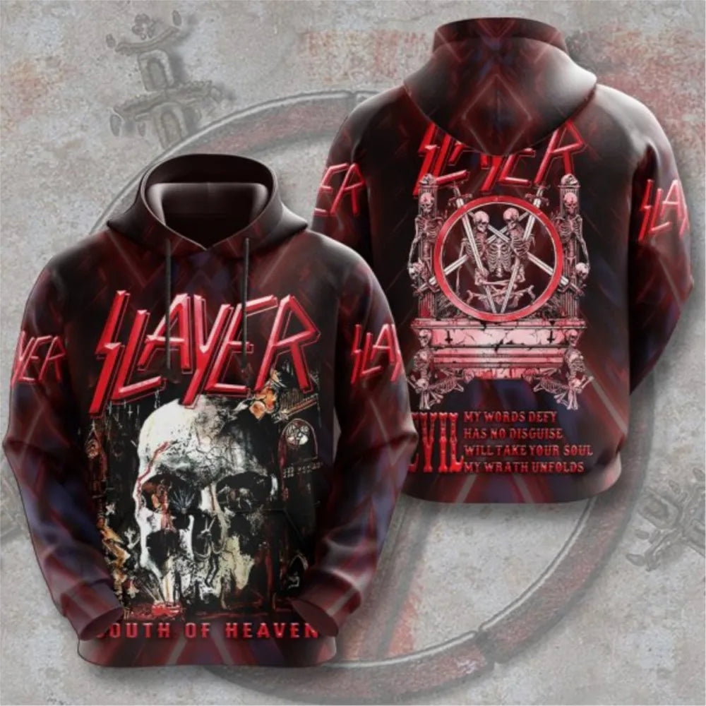 Felpe da uomo alla moda, felpe rock band Slayer, felpe con stampa 3D, uomo e donna, felpa hip hop, pullover oversize streetwear, felpa Y2k
