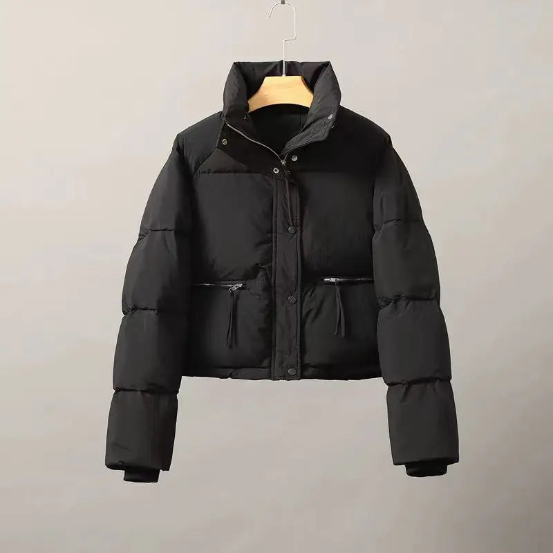 2023 Spring and Autumn New Korean Edition Standing Collar Breadmaker Women's Short Casual Lightweight Sastans Coat Slim Coat Tre