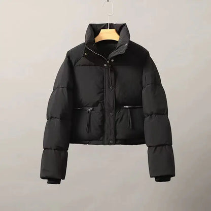 2023 Spring and Autumn New Korean Edition Standing Collar Breadmaker Women's Short Casual Lightweight Sastans Coat Slim Coat Tre