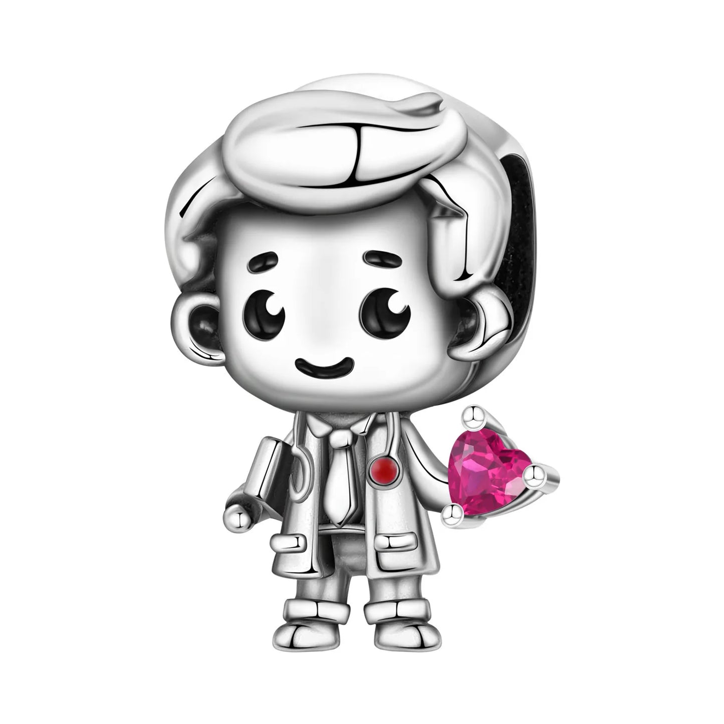 Orstarry 925 Argento Sterling Coppia Dottori Personaggi dei Cartoni Animati Perline Ciondoli Originali Braccialetti Charm Gioielli Feste Fai da Te Regali