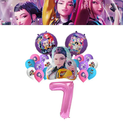 Kpop Demon Hunter Birthday Decoration Set Kpop Girl Cup Pate Happy Balloon Happy Banner Gift Bags Supplies for Kids Party Favors