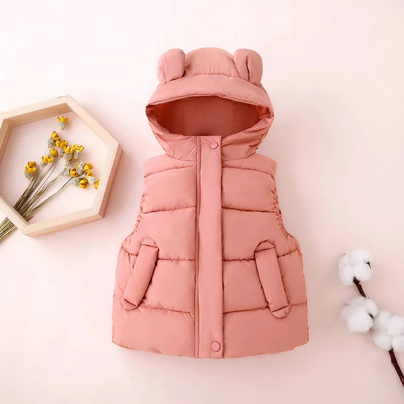 Gilet da bambino autunno/inverno 2-6 anni, caldo, tinta unita, senza maniche, con cappuccio e cerniera, gilet da bambina, regalo di compleanno, abbigliamento per bambini