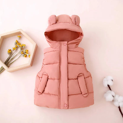 Gilet da bambino autunno/inverno 2-6 anni, caldo, tinta unita, senza maniche, con cappuccio e cerniera, gilet da bambina, regalo di compleanno, abbigliamento per bambini