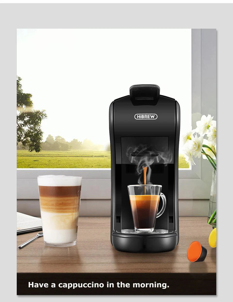 Macchina per caffè HiBREW 19 bar 4 in 1 calda e fredda capsule multiple espresso Cafetera Pod Coffee Maker Dolce Milk Nexpresso Powder H1A