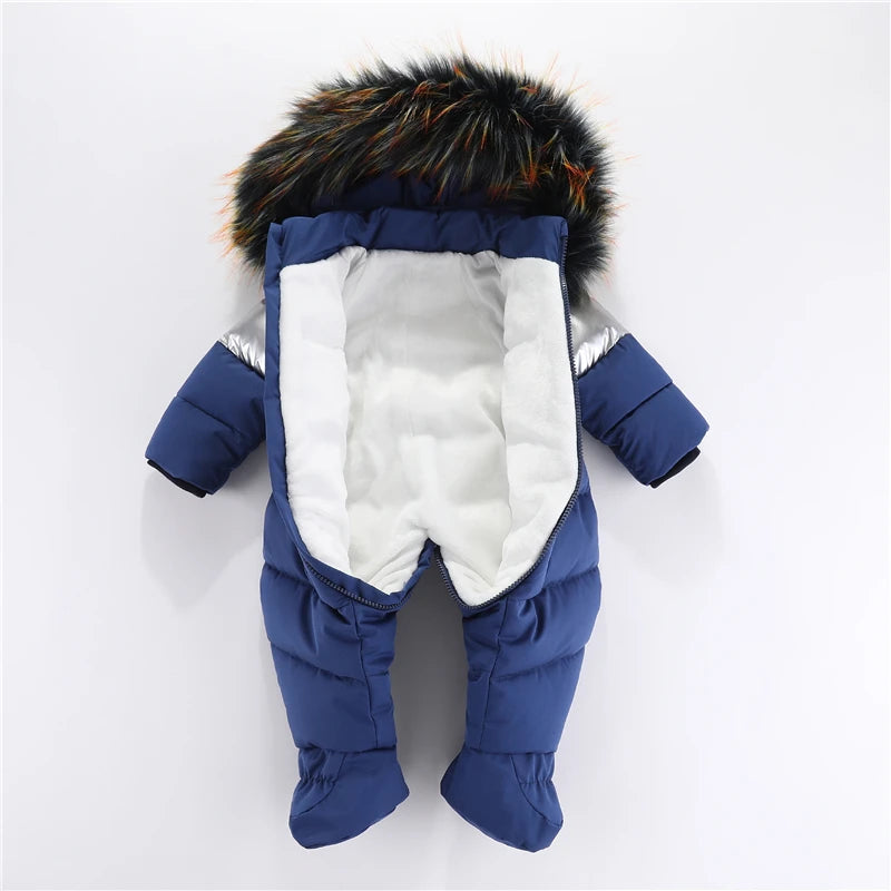 Tutina invernale per neonati con guanti, abbigliamento caldo per bambine, set di abbigliamento con cappuccio per bambini, tuta imbottita per bambini da 0 a 24 mesi.