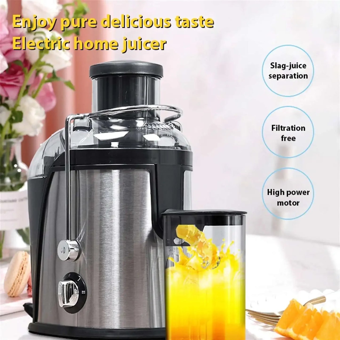 Estrattore di succo da 400 W, motore da 22000 giri/min con tramoggia larga 3" per frutta/verdura intera, spremiagrumi a 2 velocità, design facile da pulire
