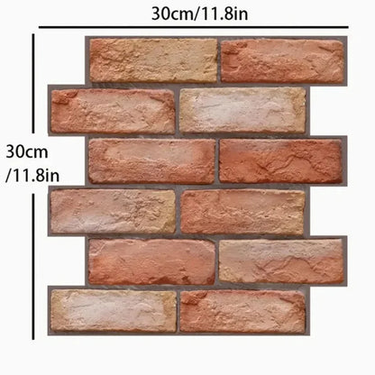5/10pcs Self Adhesive Waterproof 3D Wall Panels, Brick Wallpaper, Retro Sticker for Bathroom, Fireplace decorative wall stickers