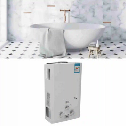 Shower Water Heater 8L Intelligent Water Storage Small Flue Type Liquefied Gas Water Heater for Bathroom Kitchen