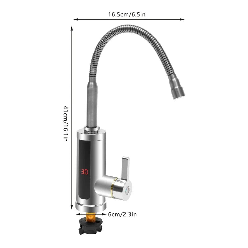 Scaldabagno istantaneo da 3000 W, scaldabagno senza serbatoio, rubinetto elettrico per acqua calda da cucina, riscaldamento per bagno, rubinetto in acciaio inossidabile