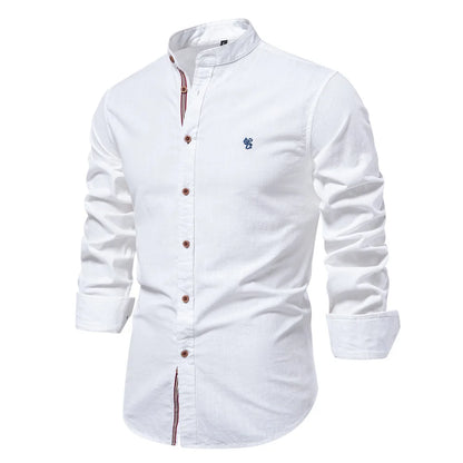 Camicia da uomo primavera-estate, nuova e alla moda, in cotone e lino, casual, stile giapponese, a maniche lunghe