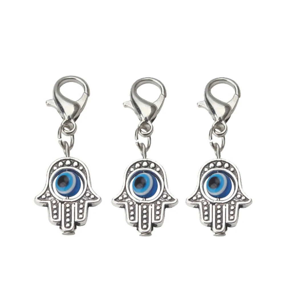 Set di 3 portachiavi Lucky Eye Turkish Evil Eye in lega, portachiavi rotondo Fatima, portachiavi per borsa e auto, pulsaras bijoux צמידים