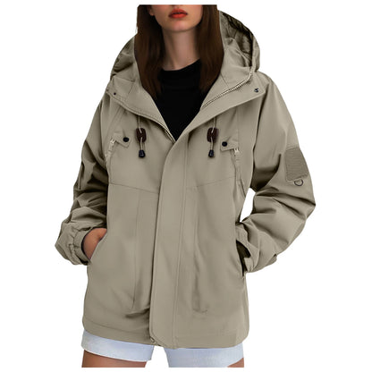 Giacca softshell impermeabile da donna, per escursionismo, campeggio, arrampicata, trekking, giacca con cappuccio, giacca a vento, casual, sportiva, impermeabile