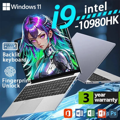 Laptop da gioco da 15,6 pollici Intel Core i9 10980HK Windows 11 16GB DDR4 1TB 2TB SSD Ufficio Studio Business Laptop PC Gamer Computer