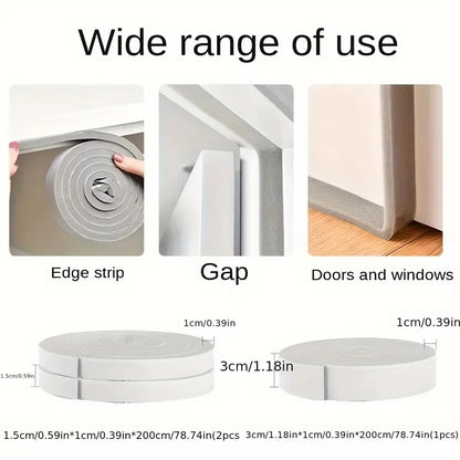 4M PU Sponge Foam Seal Strip Tape Adhesive Anti Collision Soundproof Weather Stripping for Doors Windows Furniture Protection