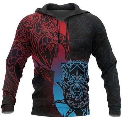 Felpe da uomo 2024 con motivo tatuaggio aquila vichingo, stampa 3D, moda casual, Harajuku, hip hop, autunno e inverno, oversize.