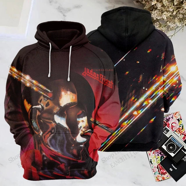 Felpe con cappuccio stampate in 3D della rock band Judas Priest, uomo e donna, moda sportiva, felpa con cappuccio, cappotto, abbigliamento da uomo, comfort, moletom